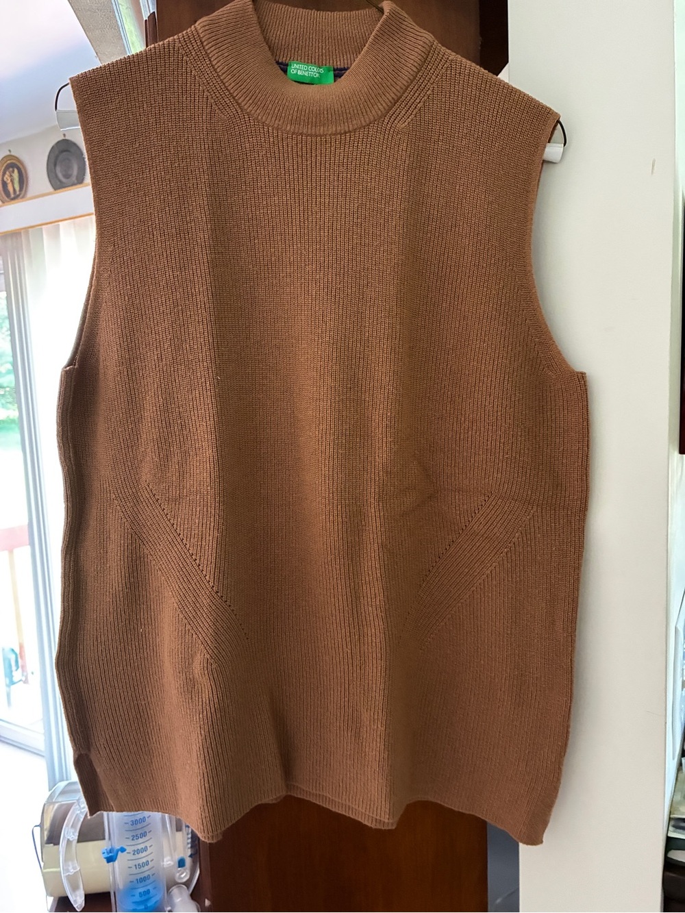 United Colors Of Benetton Sleeveless Crewneck Sweater Vest in Brown